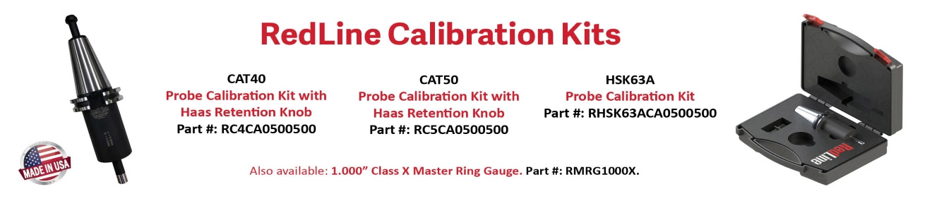 Banner image displaying RedLine Tools' calibration kits with Haas retention knobs.